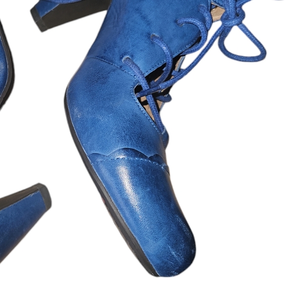 Miz Mooz Blue Leather Lace-up Heeled Pumps - Picture 6 of 14